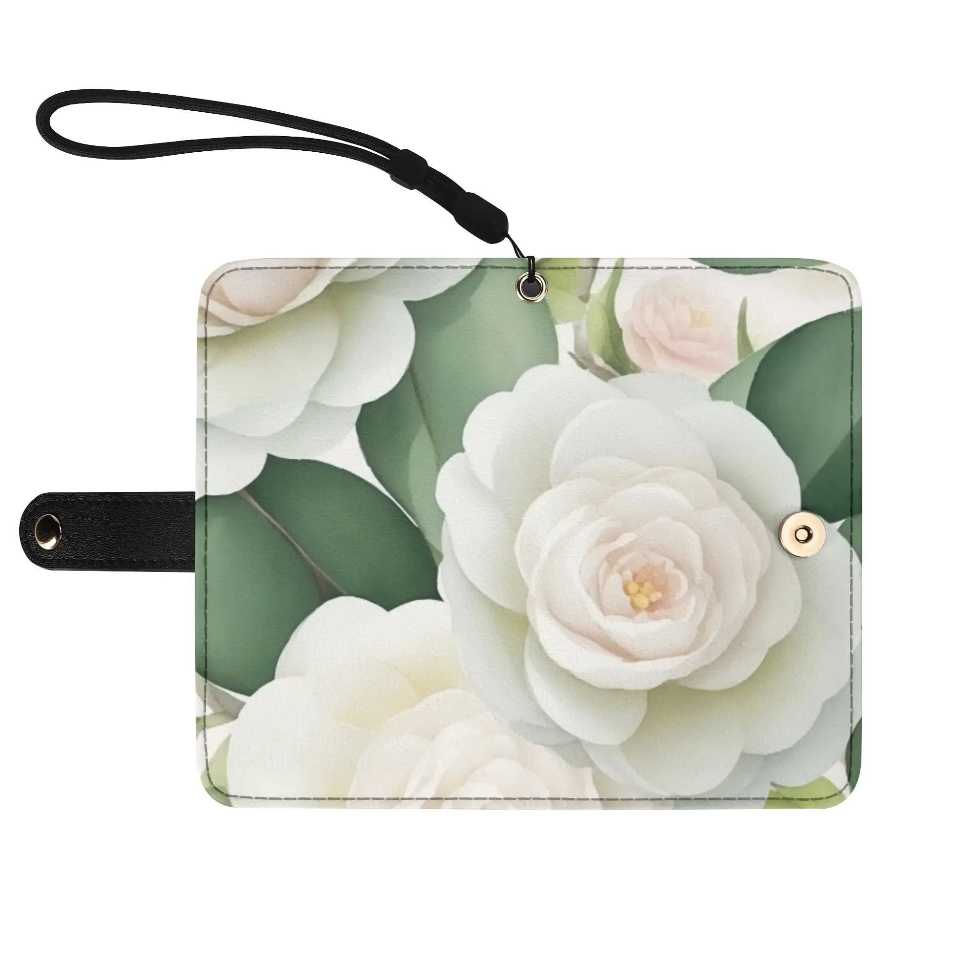 Floral Pattern Brown PU Leather Phone Flip Case with Coinpurse