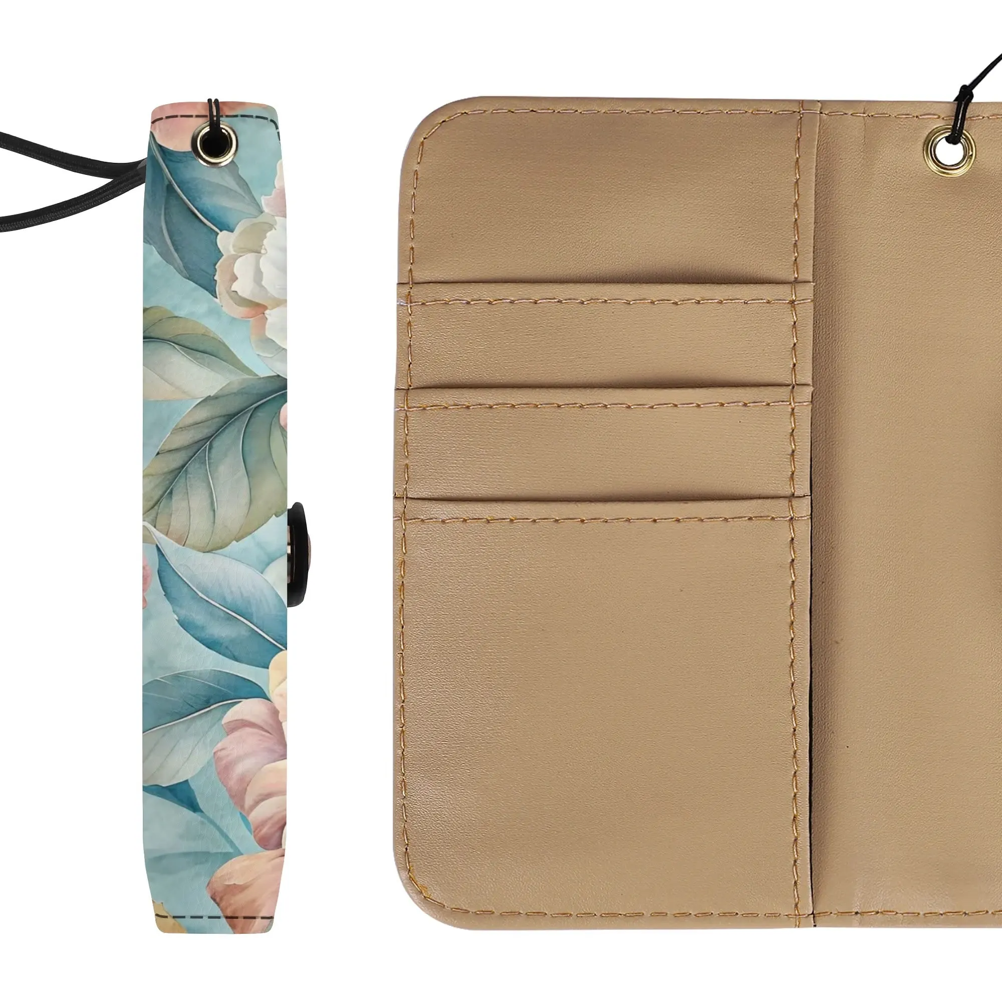 Floral Pattern Brown PU Leather Phone Flip Case with Coinpurse