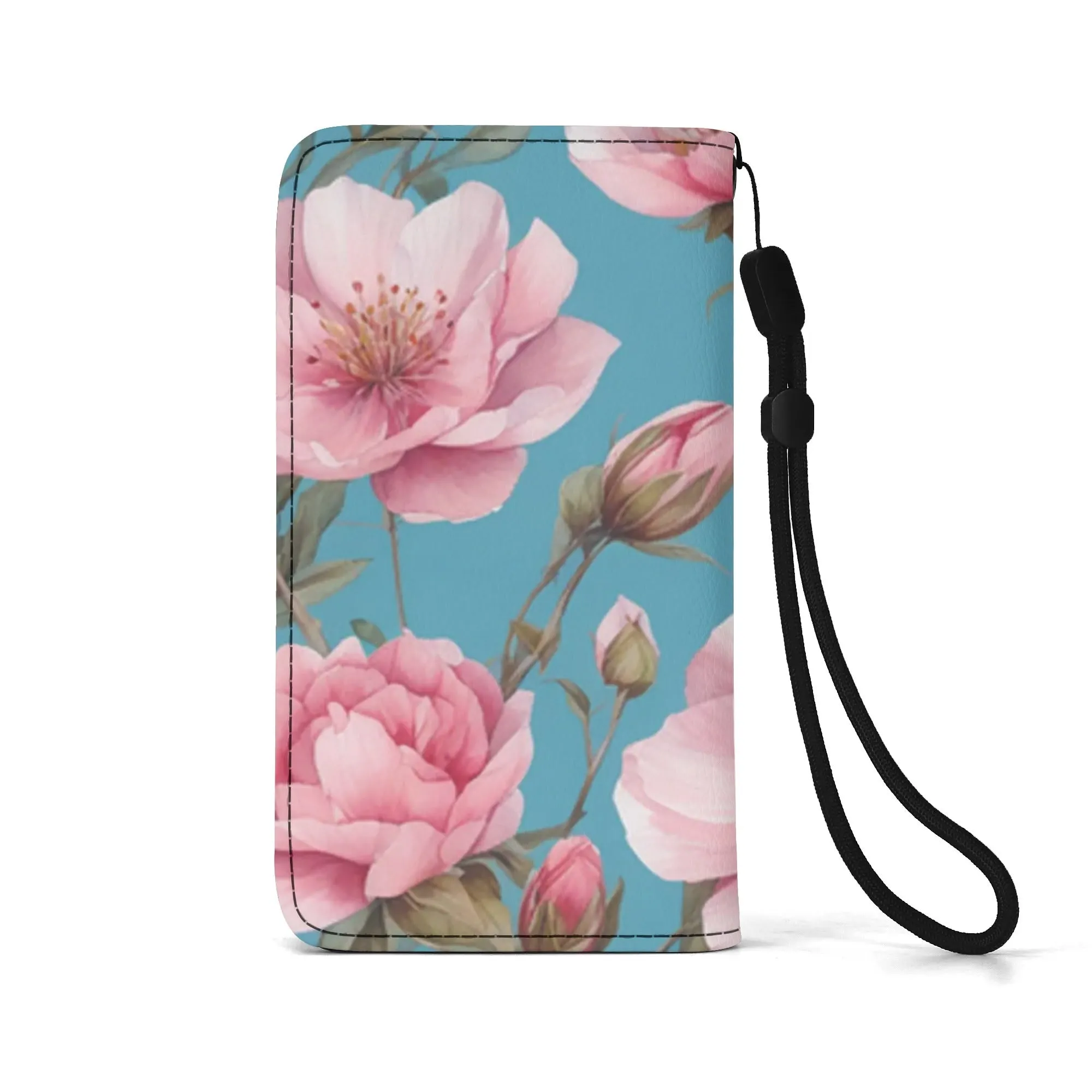 Floral Pattern Brown PU Leather Phone Flip Case with Coinpurse