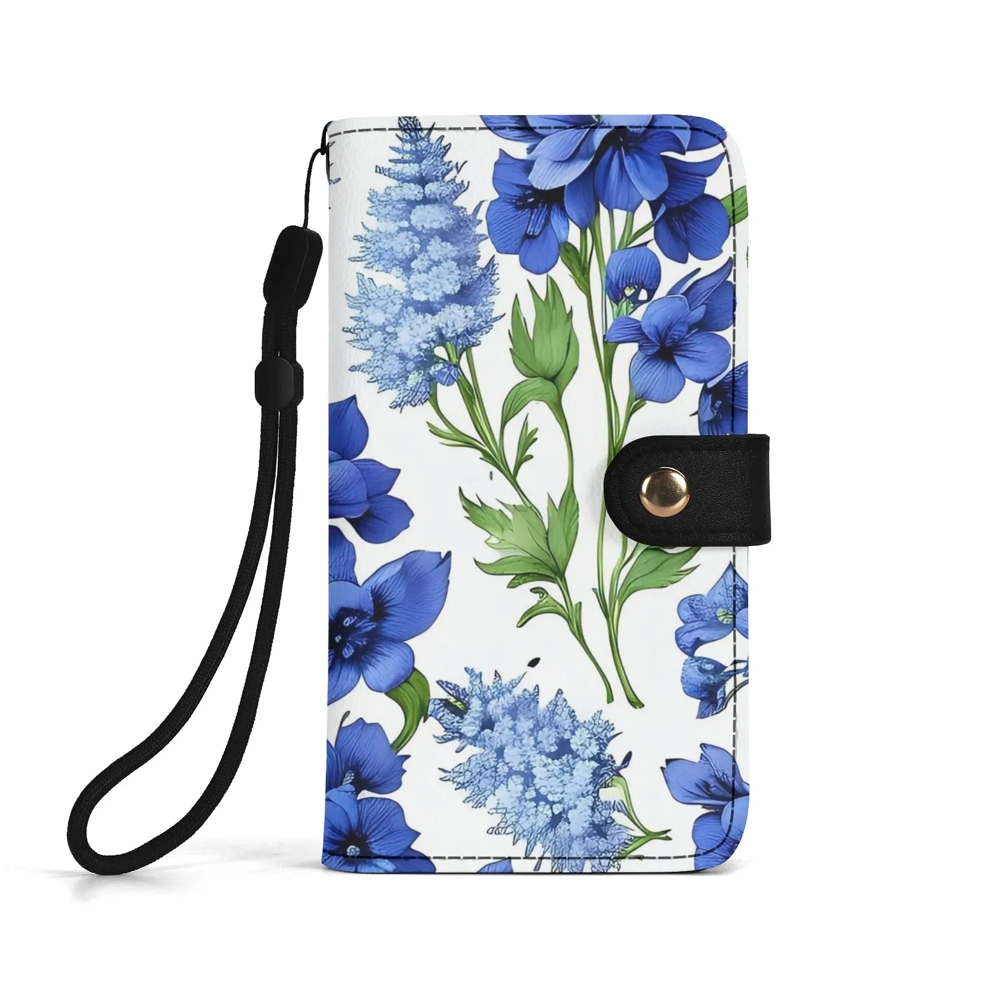 Floral Pattern Brown PU Leather Phone Flip Case with Coinpurse