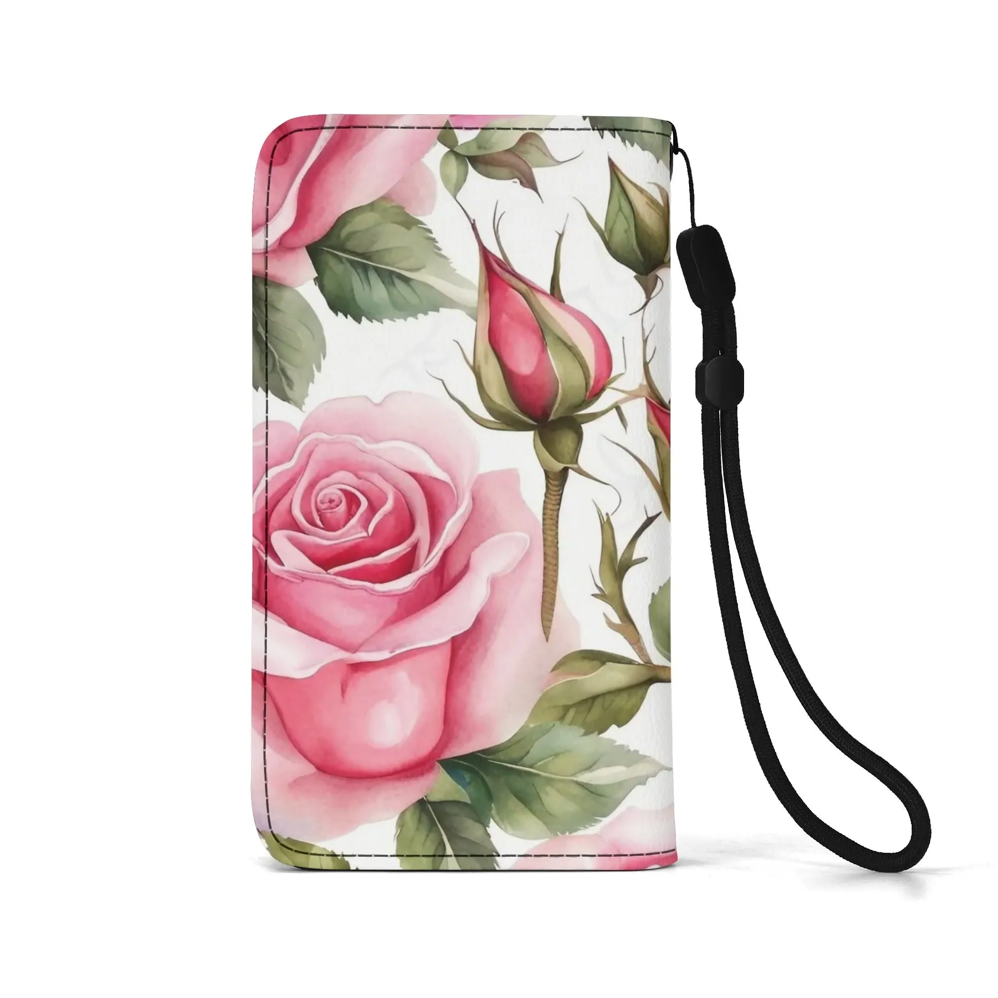 Floral Pattern Brown PU Leather Phone Flip Case with Coinpurse