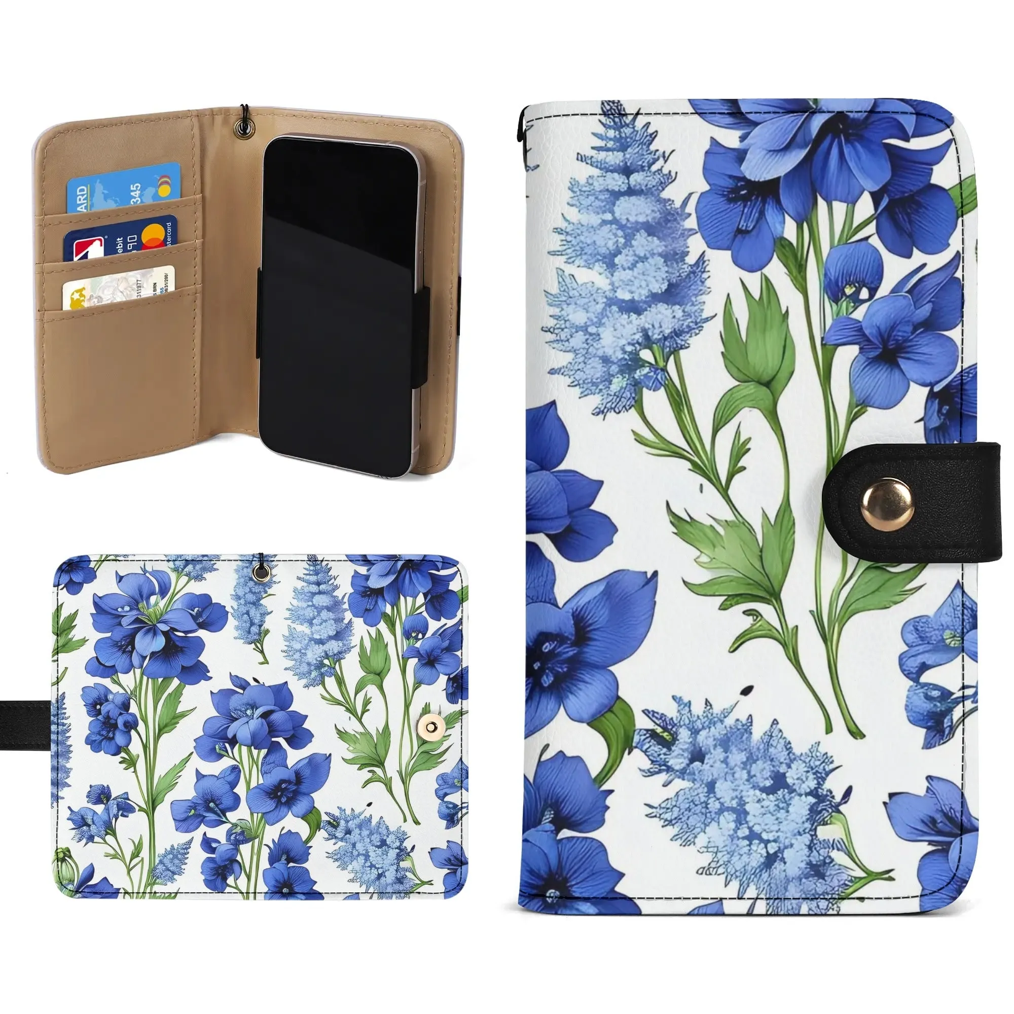 Floral Pattern Brown PU Leather Phone Flip Case with Coinpurse