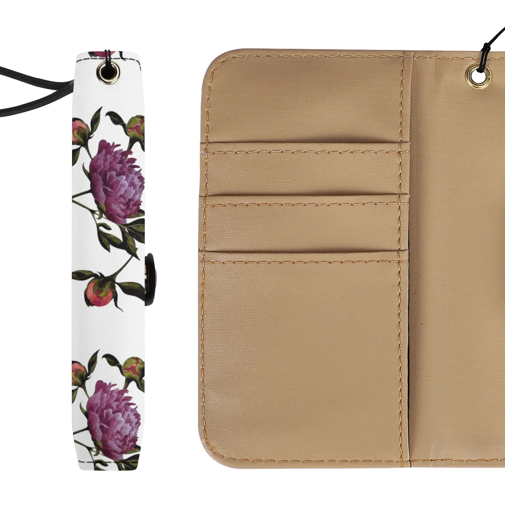 Floral Pattern Brown PU Leather Phone Flip Case with Coinpurse