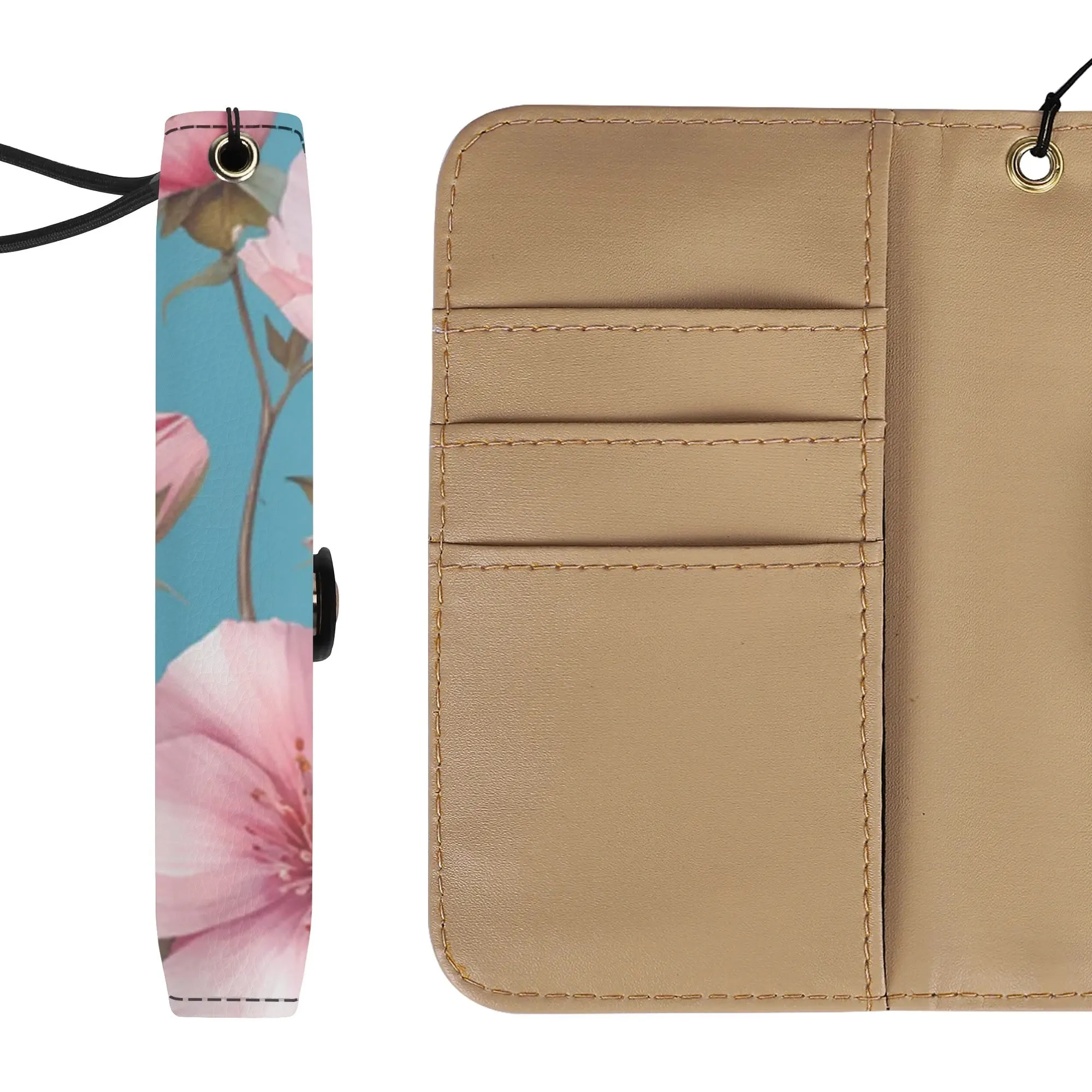 Floral Pattern Brown PU Leather Phone Flip Case with Coinpurse