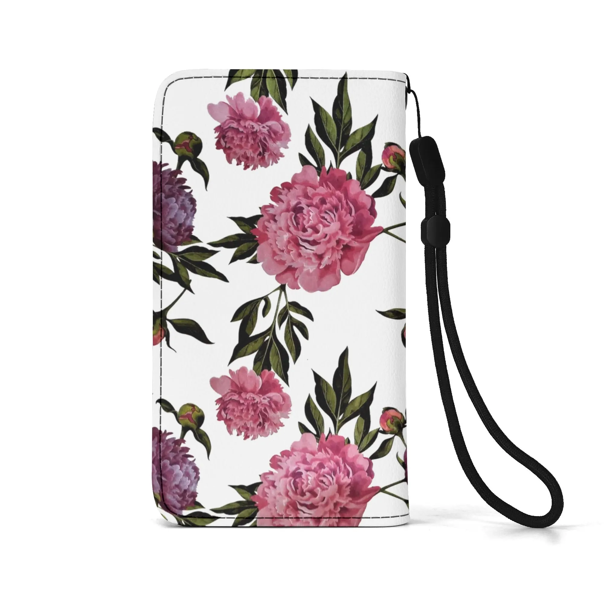 Floral Pattern Brown PU Leather Phone Flip Case with Coinpurse