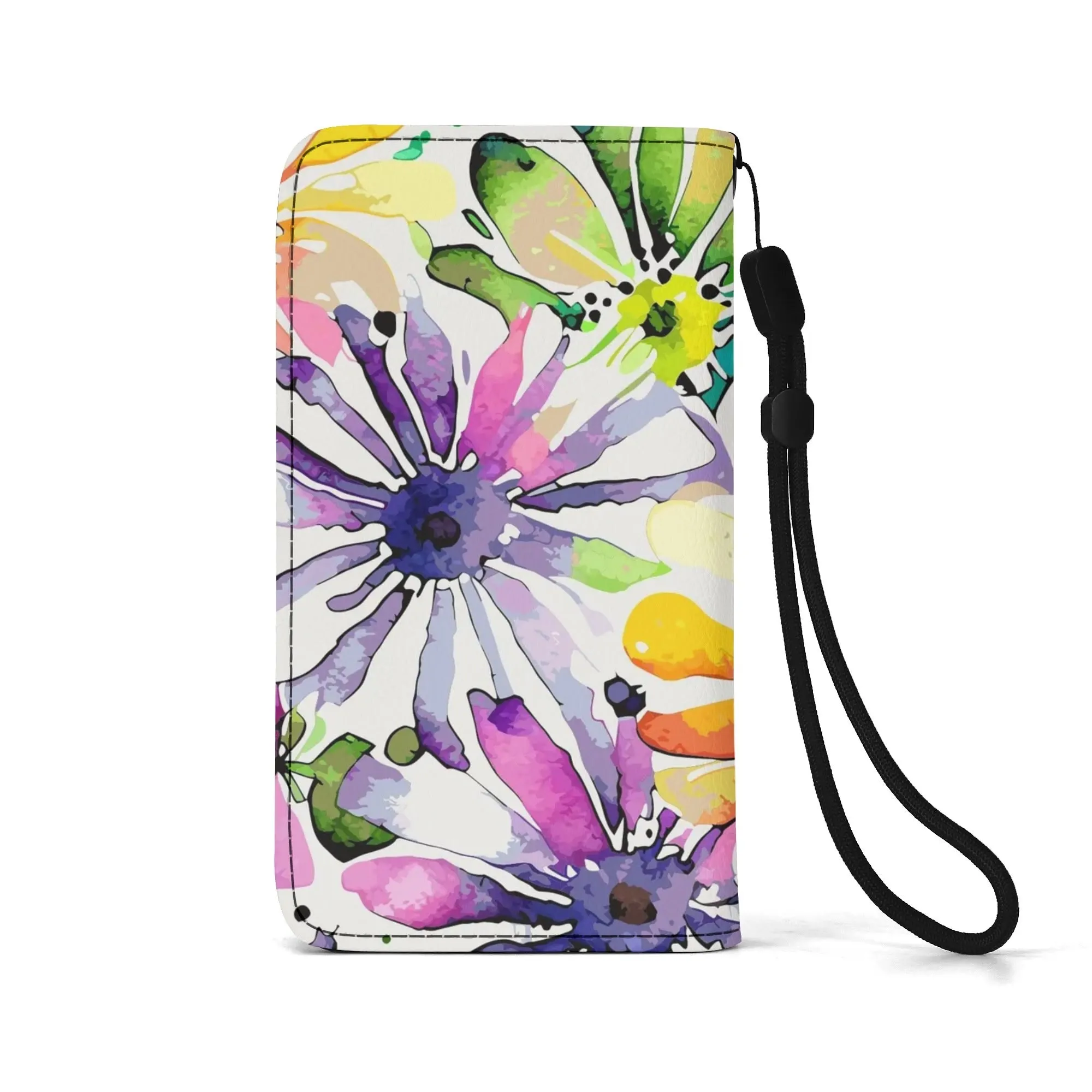Floral Pattern Brown PU Leather Phone Flip Case with Coinpurse