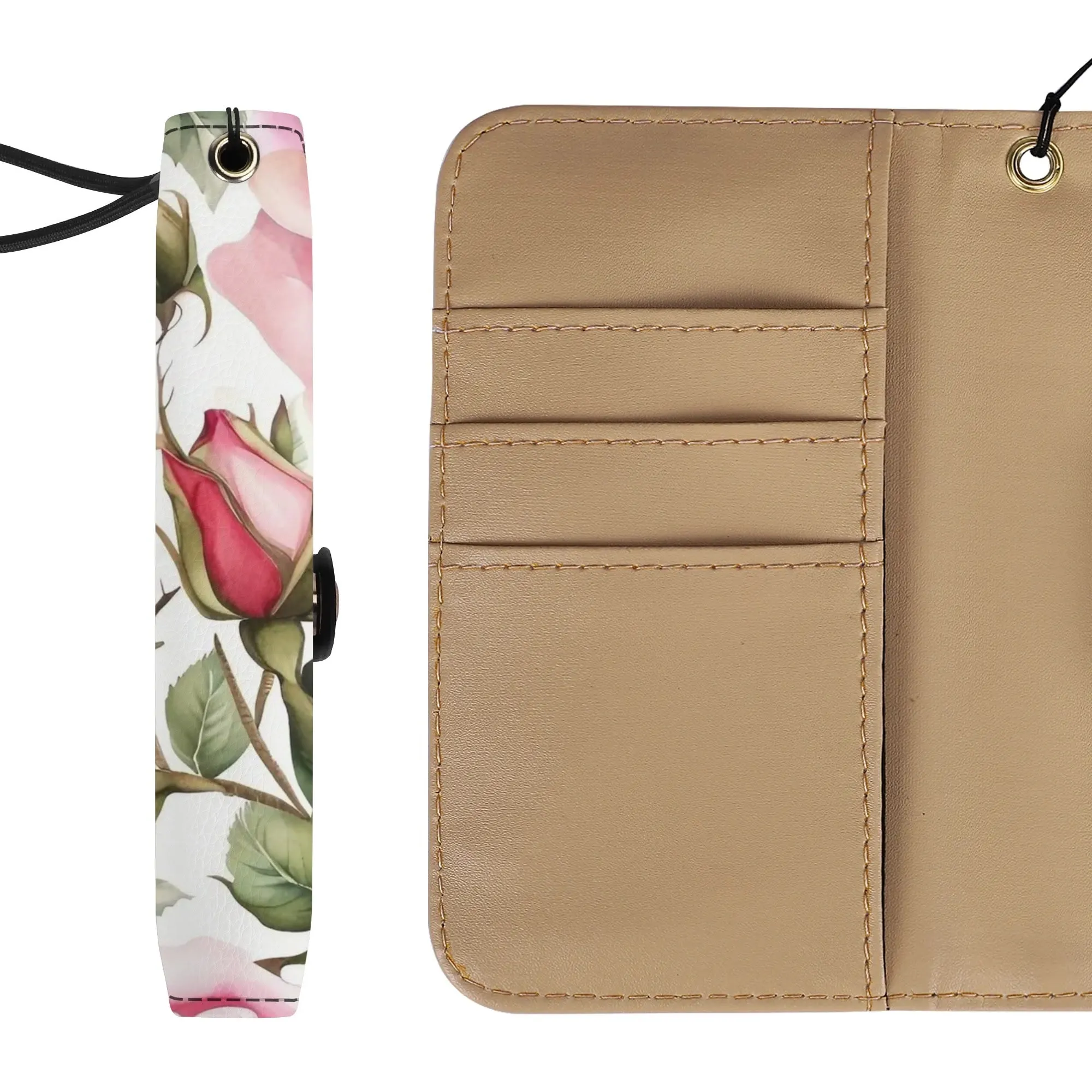 Floral Pattern Brown PU Leather Phone Flip Case with Coinpurse