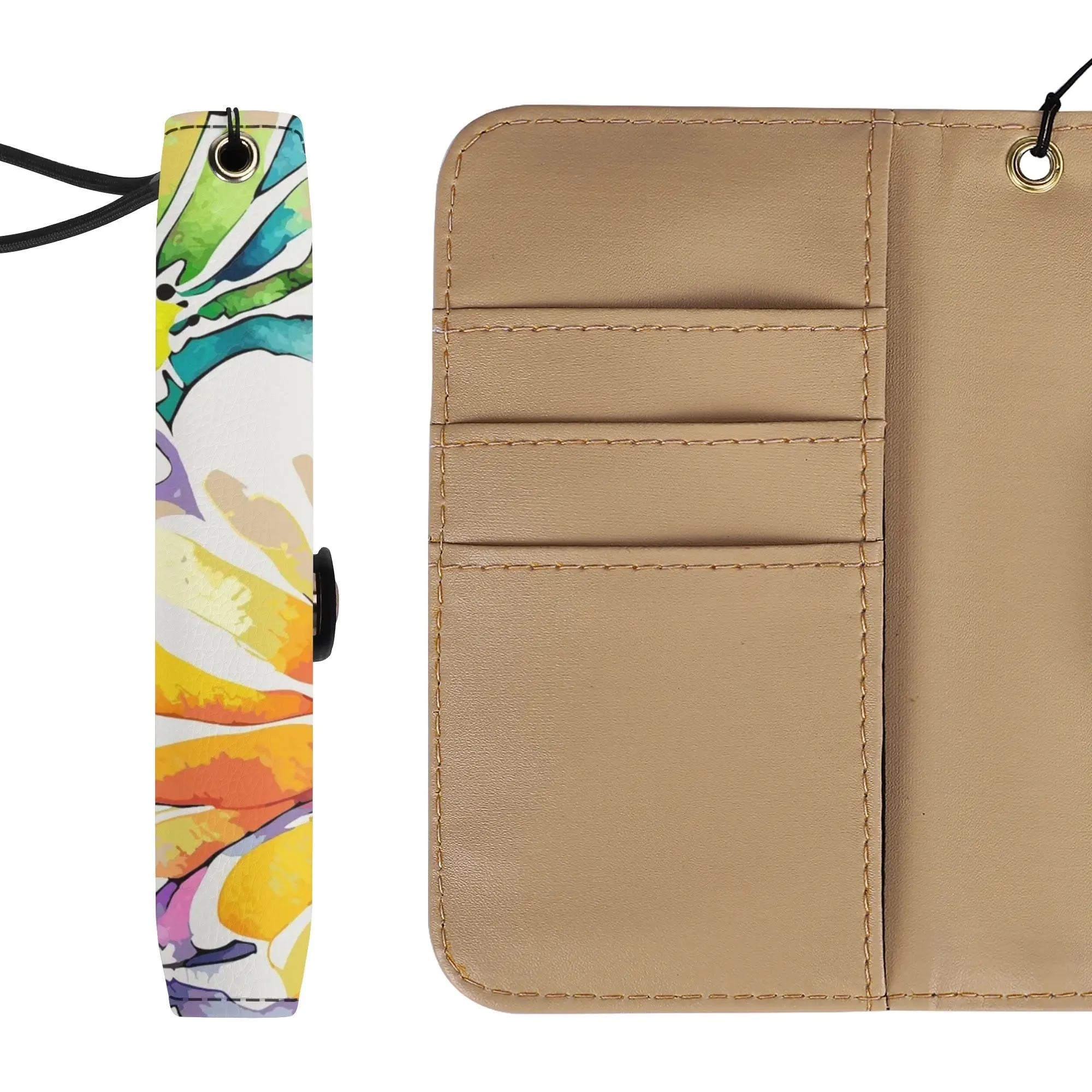 Floral Pattern Brown PU Leather Phone Flip Case with Coinpurse