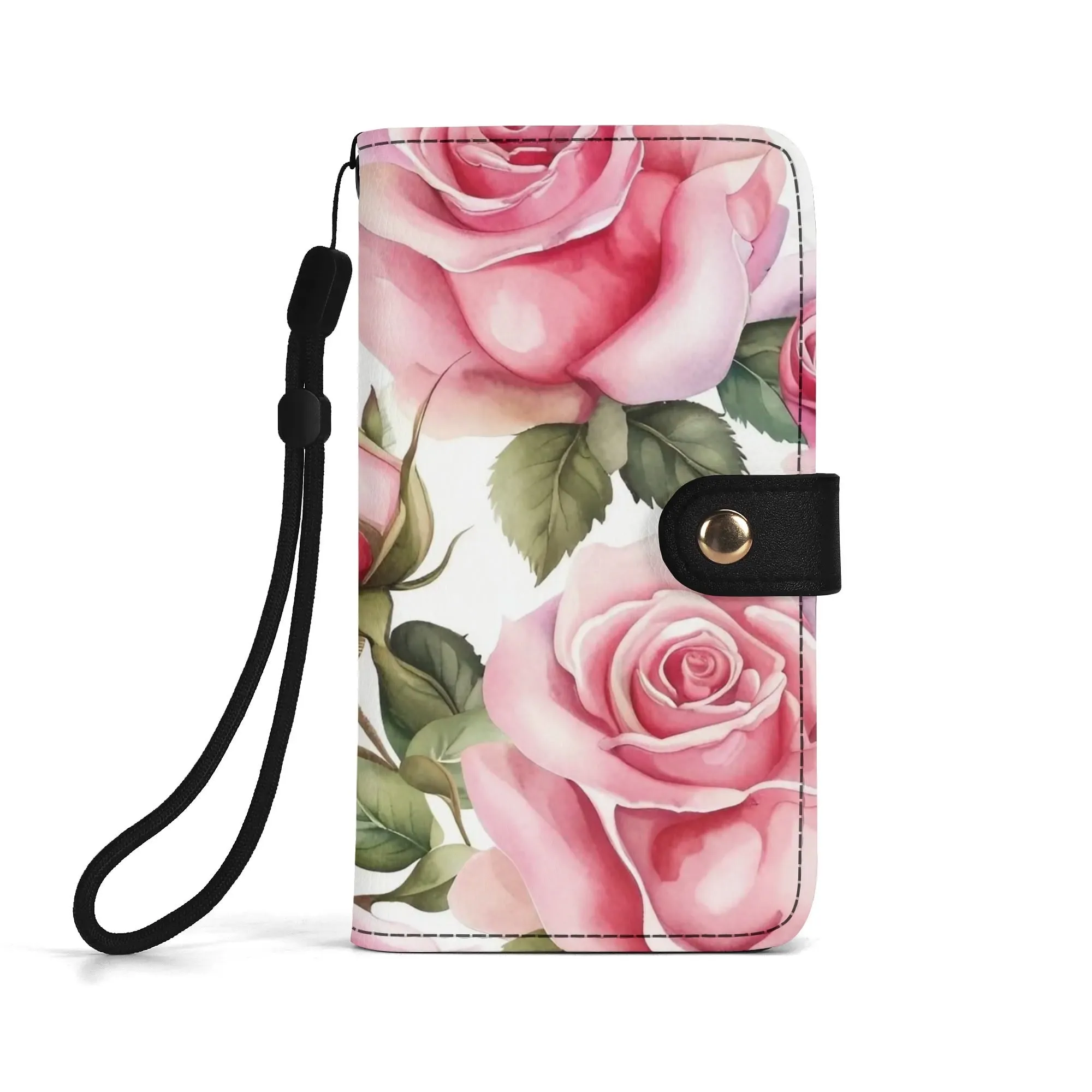 Floral Pattern Brown PU Leather Phone Flip Case with Coinpurse