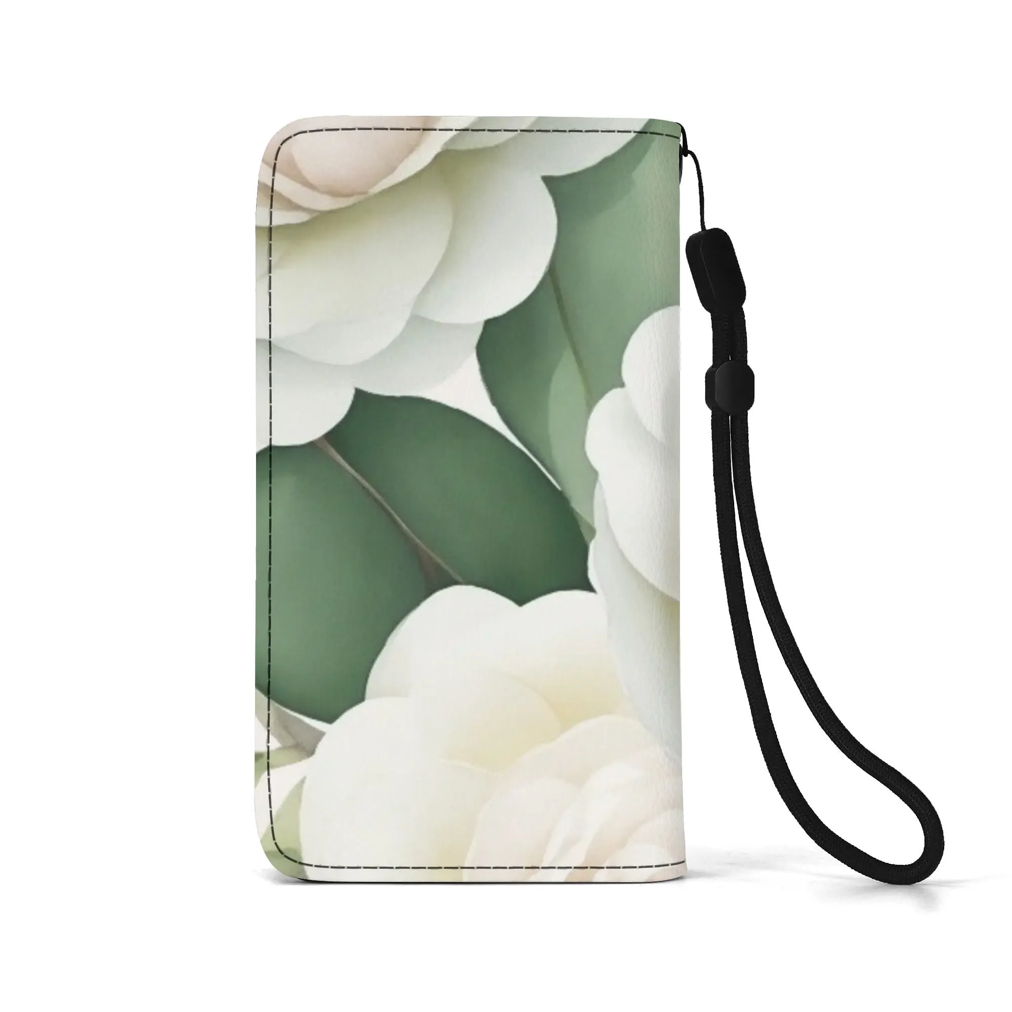 Floral Pattern Brown PU Leather Phone Flip Case with Coinpurse