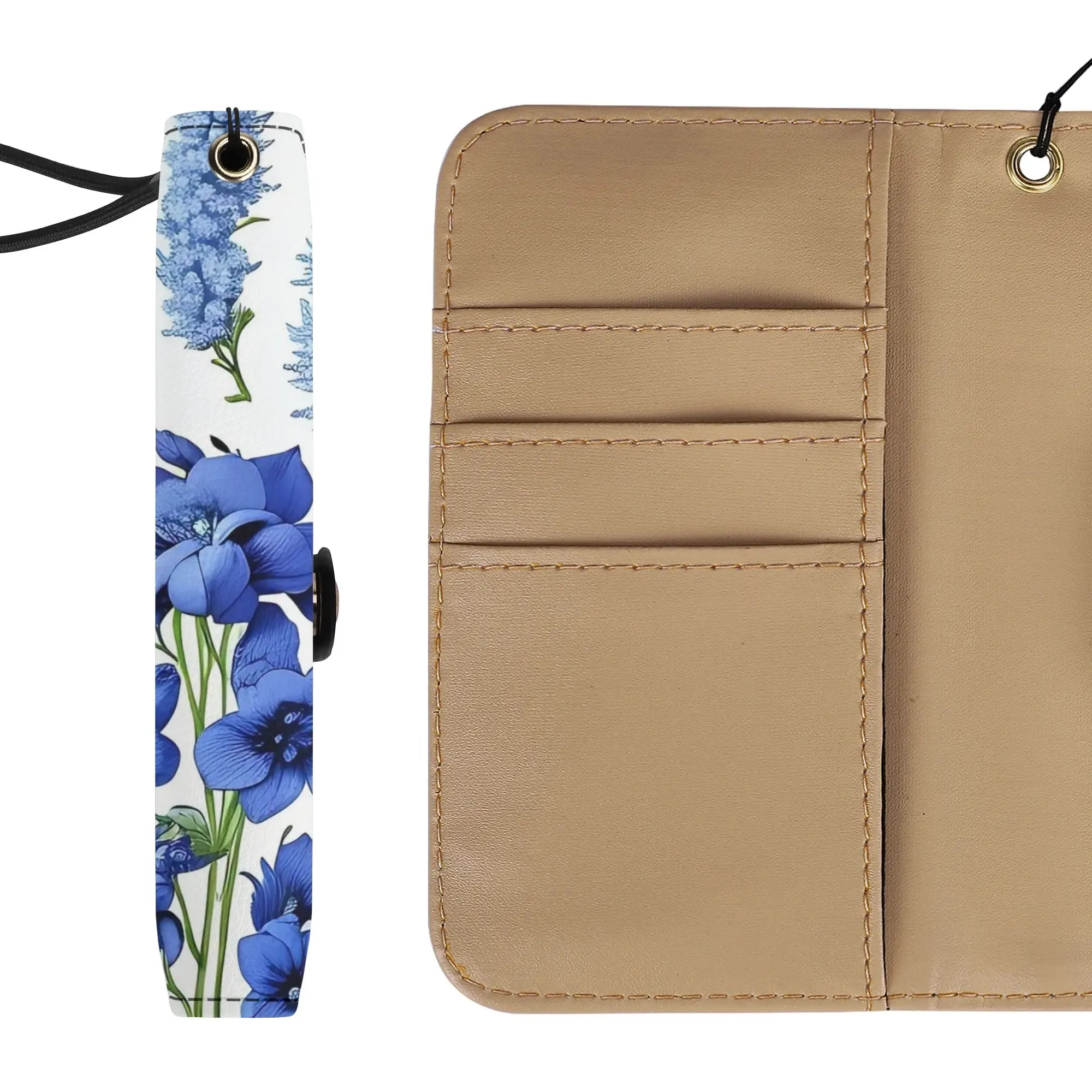 Floral Pattern Brown PU Leather Phone Flip Case with Coinpurse
