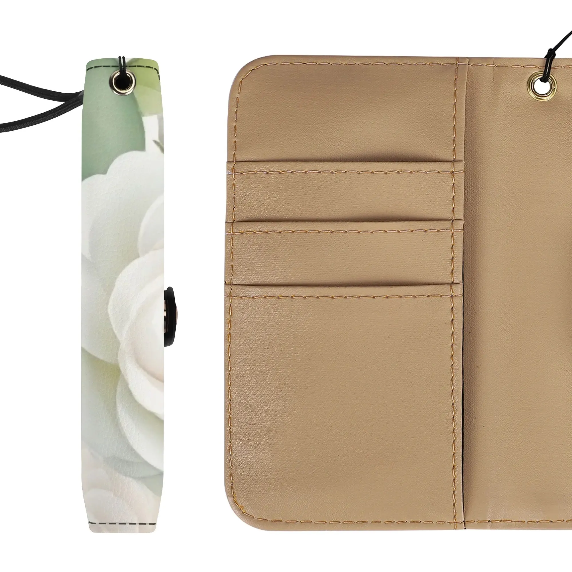 Floral Pattern Brown PU Leather Phone Flip Case with Coinpurse