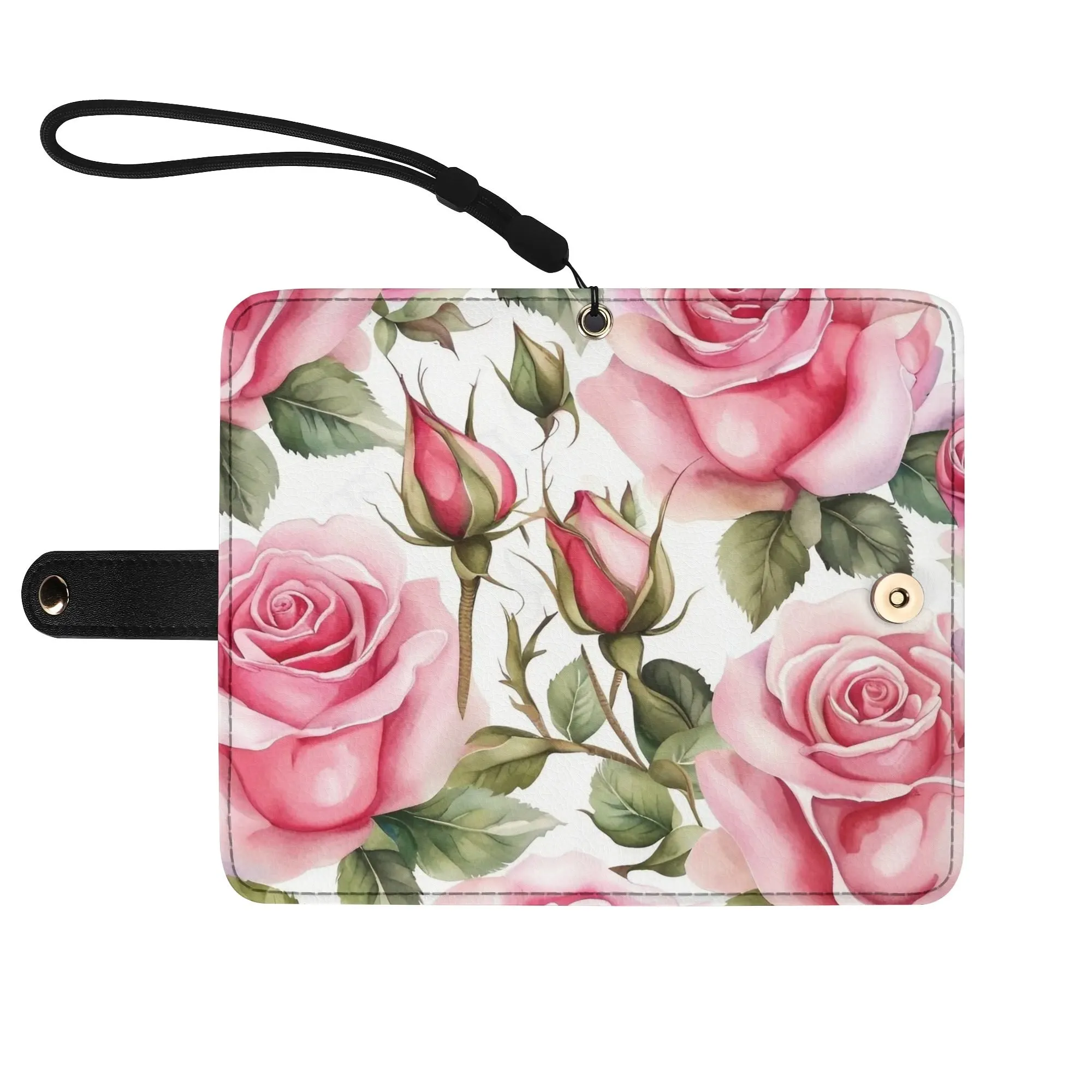 Floral Pattern Brown PU Leather Phone Flip Case with Coinpurse