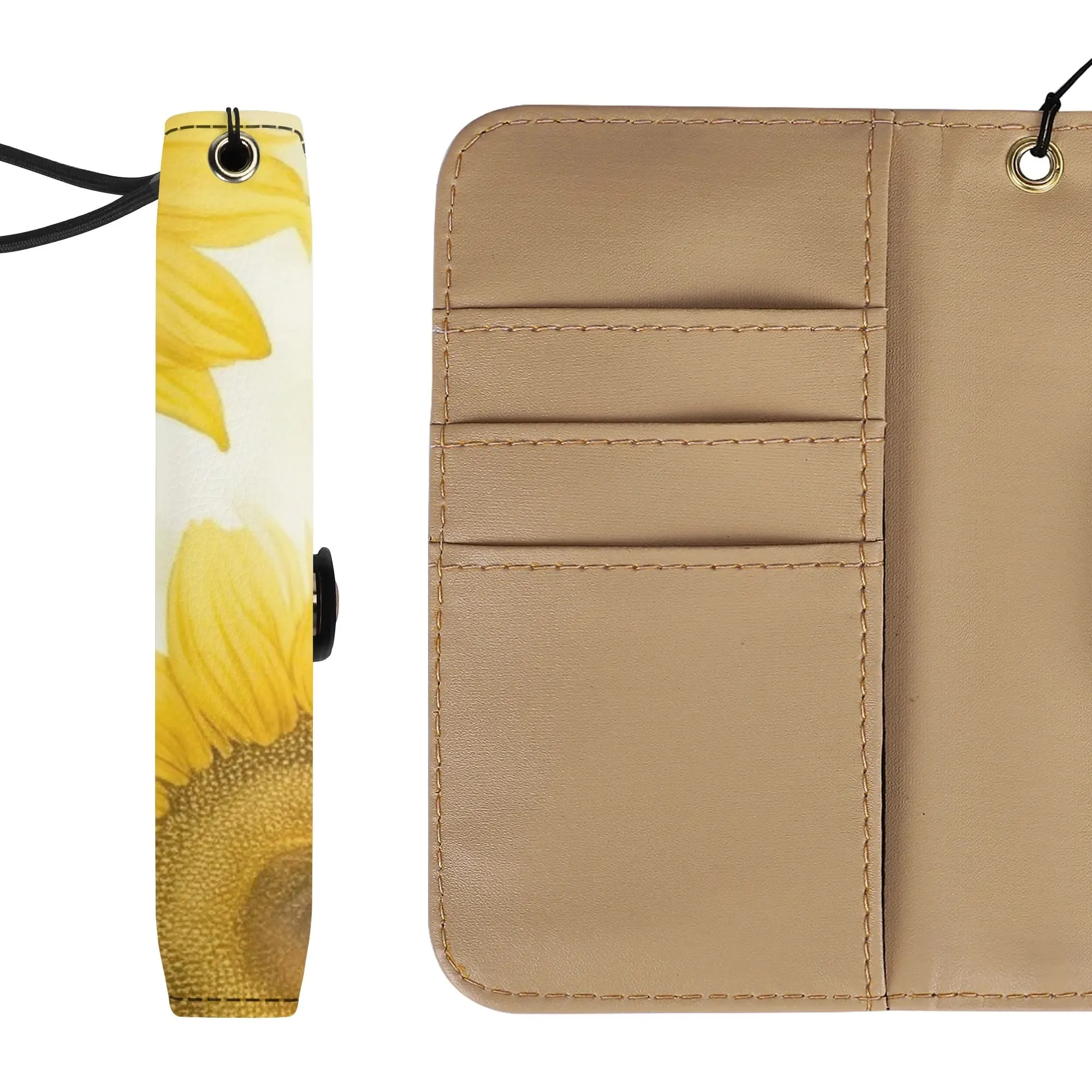 Floral Pattern Brown PU Leather Phone Flip Case with Coinpurse