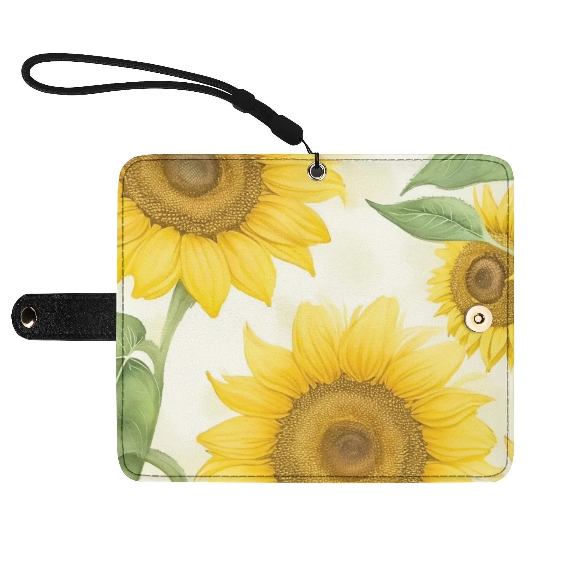 Floral Pattern Brown PU Leather Phone Flip Case with Coinpurse