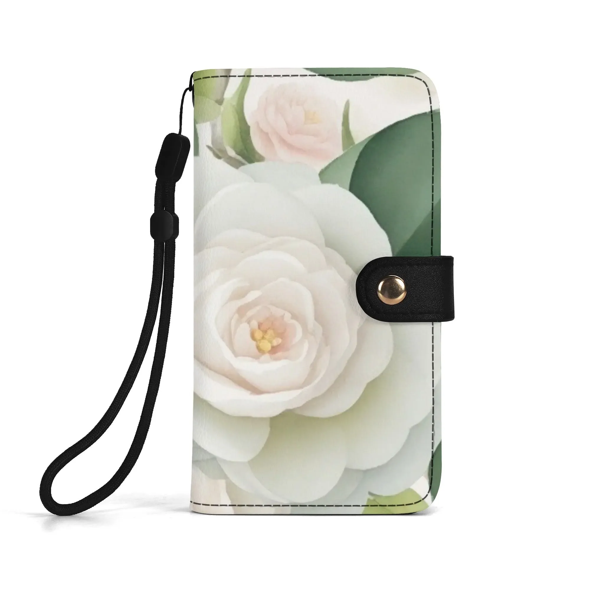 Floral Pattern Brown PU Leather Phone Flip Case with Coinpurse