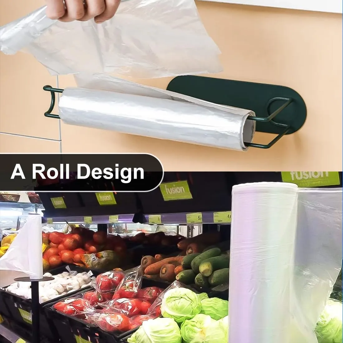 Food Storage Bags, 12" x 16" Clear Plastic Bags, Fresh-Keeping Produce Bags Roll for Food, Fruit, Vegetable, Refrigerator Storage, Kitchen, Supermarket, Pack of 700 Storage Bags (2 rolls)