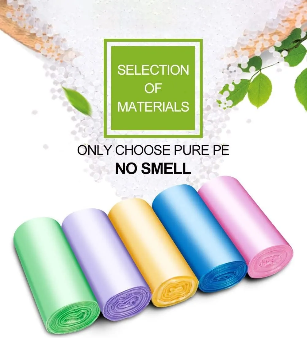 Forid Small Trash Bags for Bathroom - 2.6 Gallon Garbage Bags Unscented,Extra Thick Strong Wastebasket Can Liners for Home Office Bedroom,150 Count 5 Color