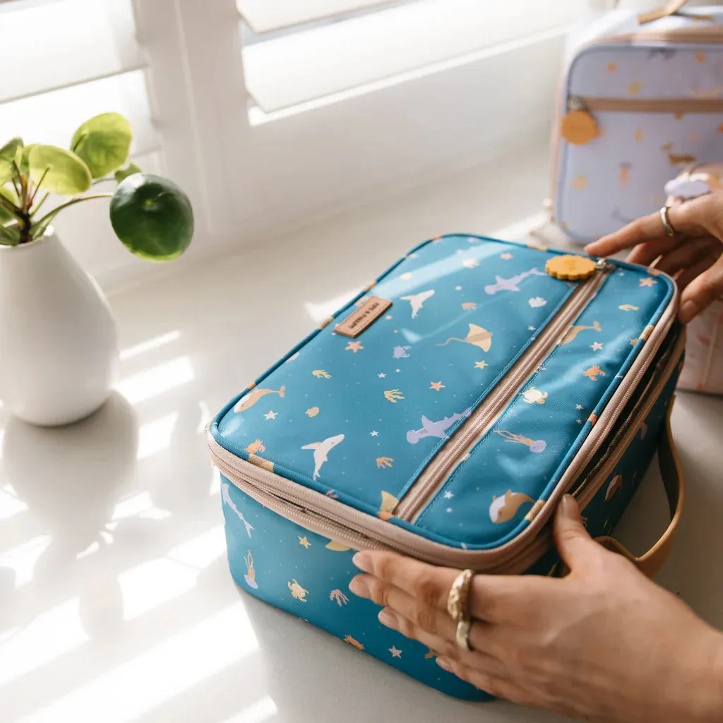 Fox & Fallow Insulated Lunch Bag - LARGE - Ocean Creatures Marine