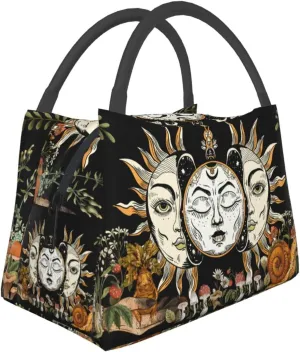 FREEHOTU Burning Sun God Witchcraft Mushroom Insulated Lunch Bags For Women Men, Reusable Lunch Cooler Bags Tote Box Meal Prep For Work Picnics Or Travel
