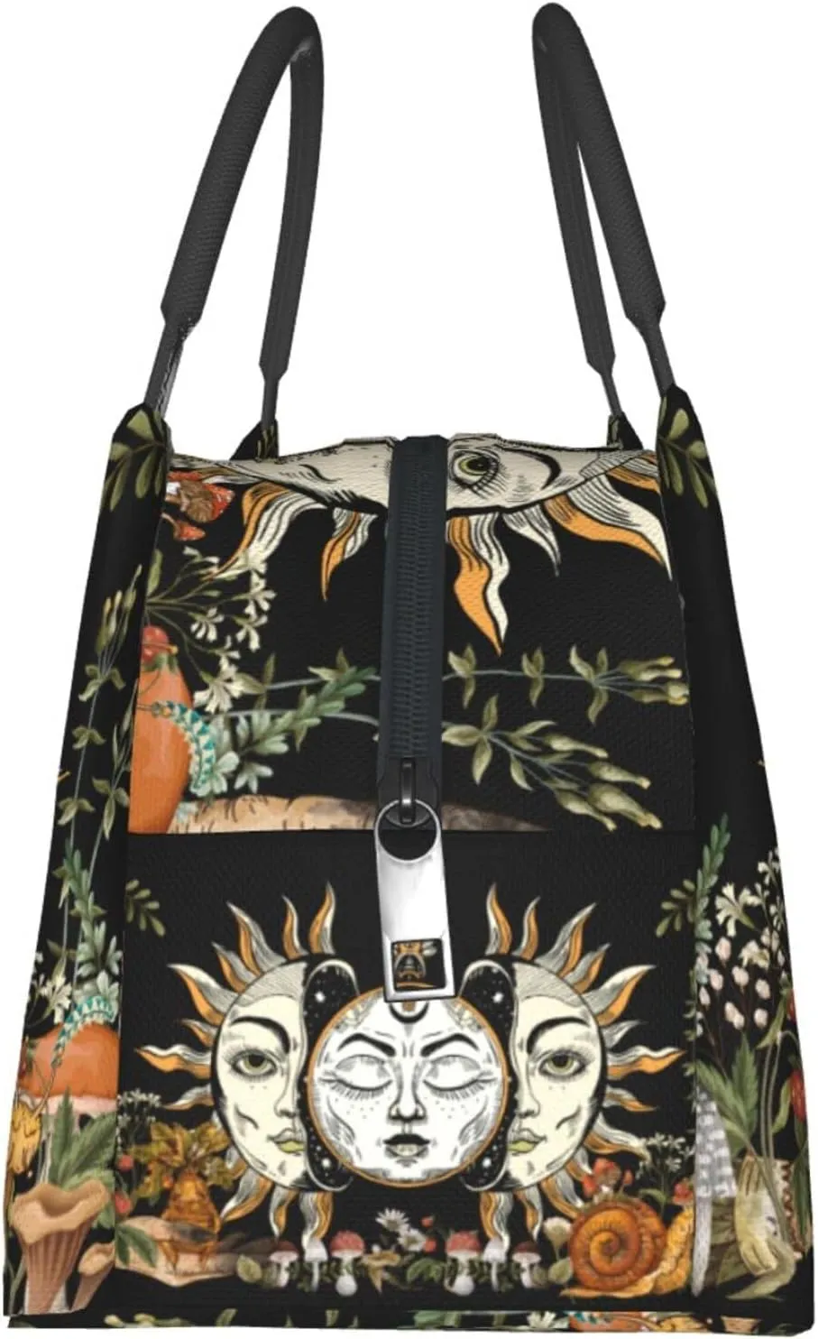 FREEHOTU Burning Sun God Witchcraft Mushroom Insulated Lunch Bags For Women Men, Reusable Lunch Cooler Bags Tote Box Meal Prep For Work Picnics Or Travel