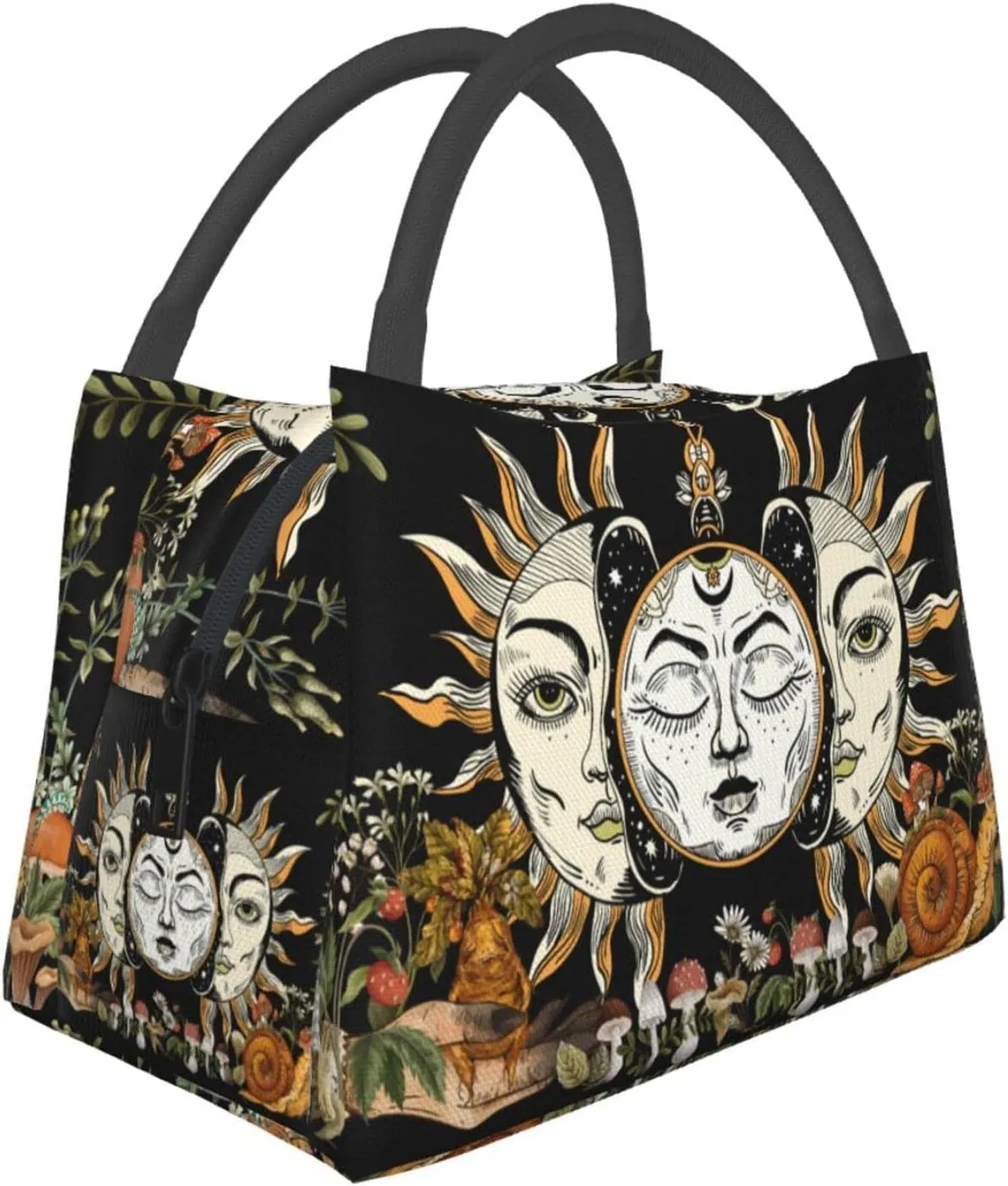 FREEHOTU Burning Sun God Witchcraft Mushroom Insulated Lunch Bags For Women Men, Reusable Lunch Cooler Bags Tote Box Meal Prep For Work Picnics Or Travel
