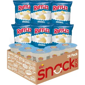 Frito Lay Ruffles Chips and Lay's Ranch Dip Cups Variety Pack, (Pack of 24)