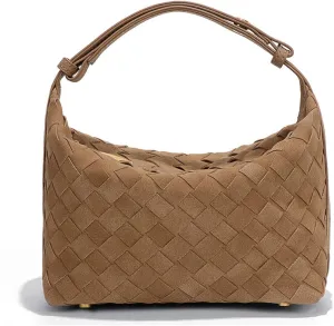 Frosted hand woven hand held lunch box bags fashionable compact mini shoulder purses cross body diamond women's handbags