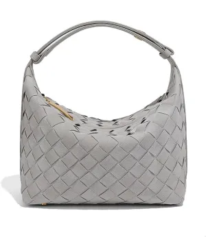 Frosted hand woven hand held lunch box bags fashionable compact mini shoulder purses cross body diamond women's handbags