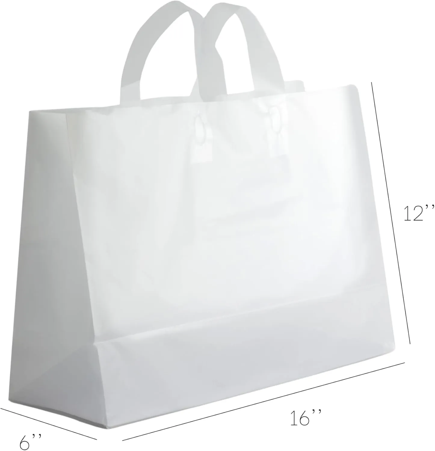 Frosted Shopping Bags with Handles and Cardboard Insert - 16"x12"x6" Gusset, Durable, Reusable, and Eco-Friendly