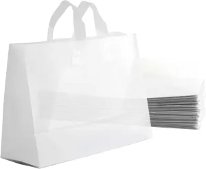 Frosted Shopping Bags with Handles and Cardboard Insert - 16"x12"x6" Gusset, Durable, Reusable, and Eco-Friendly