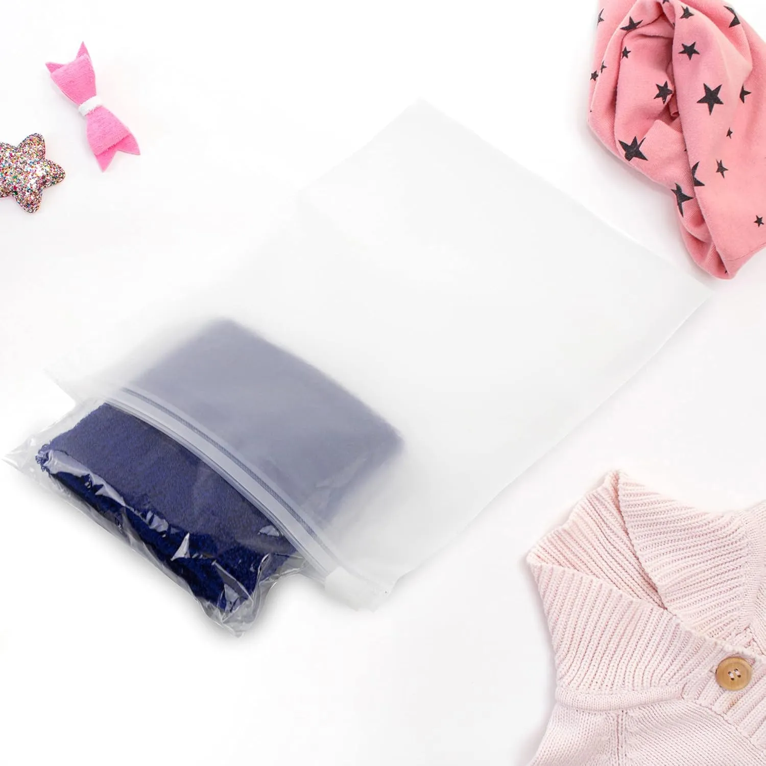 Frosted Slide Zip Plastic Bags for Packaging Products - 9x12" - 100 Pack - 3.15 mil Clothing Bags for Selling - Frosted Zipper Bag - Shirt Bags