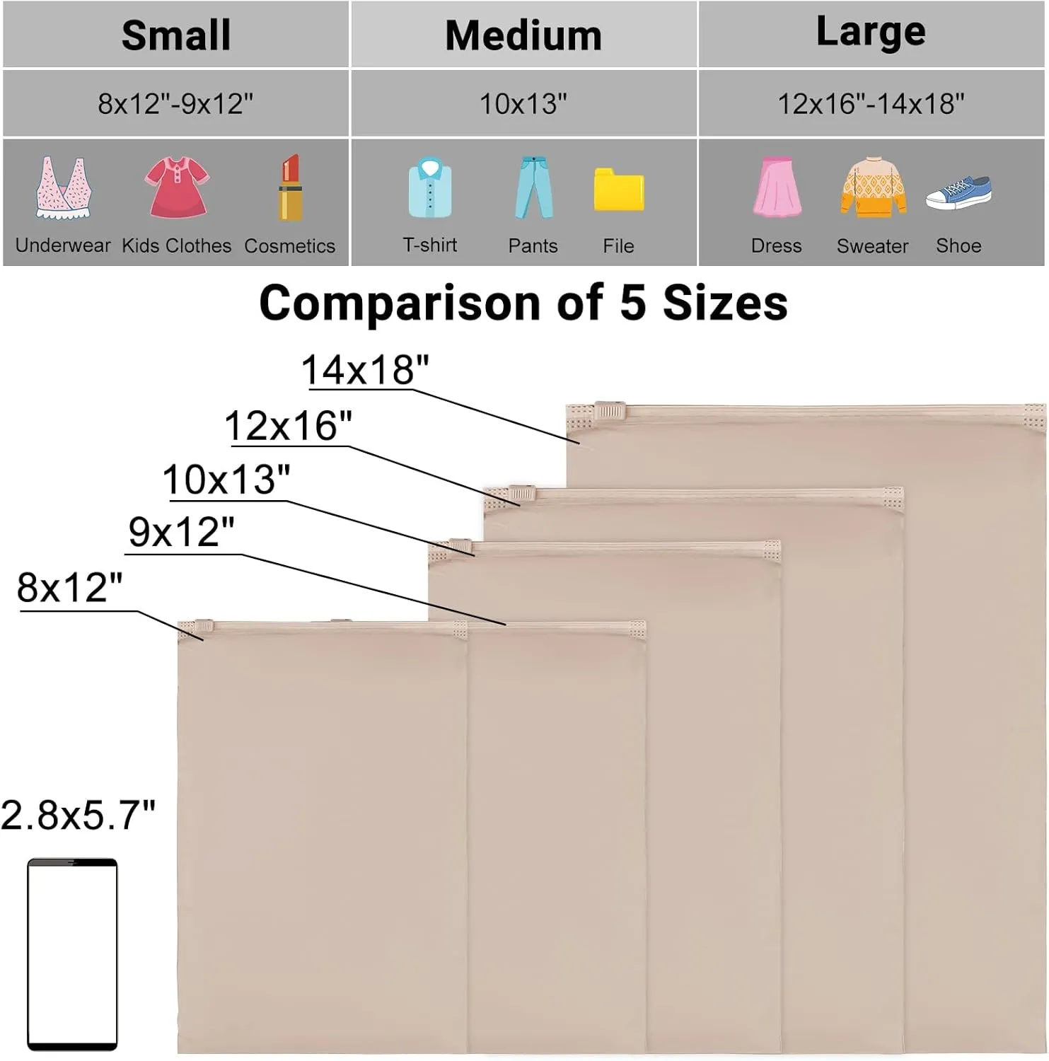 Frosted Zipper Bags for Clothes, 12x16 inch, Pack of 100, Apricot Plastic Bags for Clothes, Swimsuit, Dress, Sweater, Waterproof for T Shirt Packaging, Shipping, Mailing, Selling, Travel