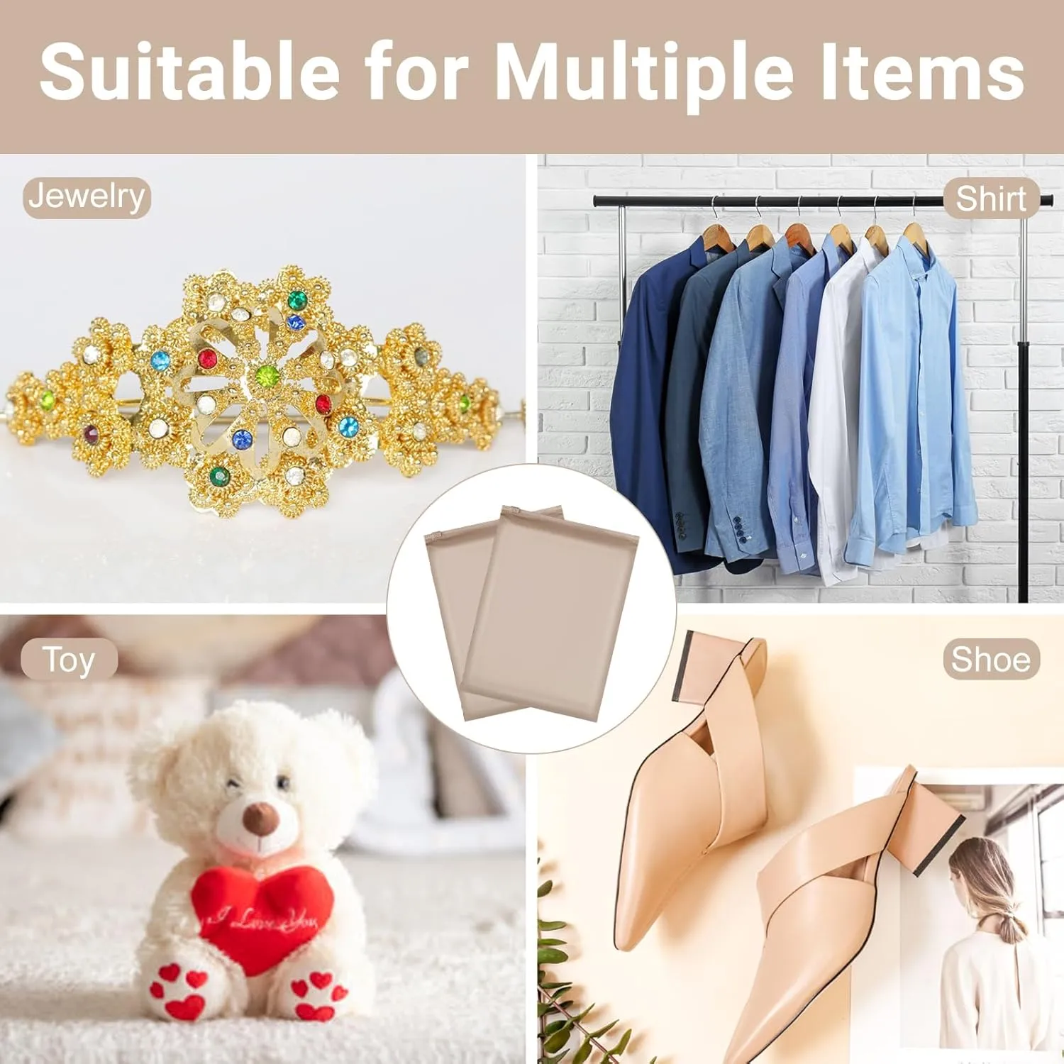 Frosted Zipper Bags for Clothes, 12x16 inch, Pack of 100, Apricot Plastic Bags for Clothes, Swimsuit, Dress, Sweater, Waterproof for T Shirt Packaging, Shipping, Mailing, Selling, Travel