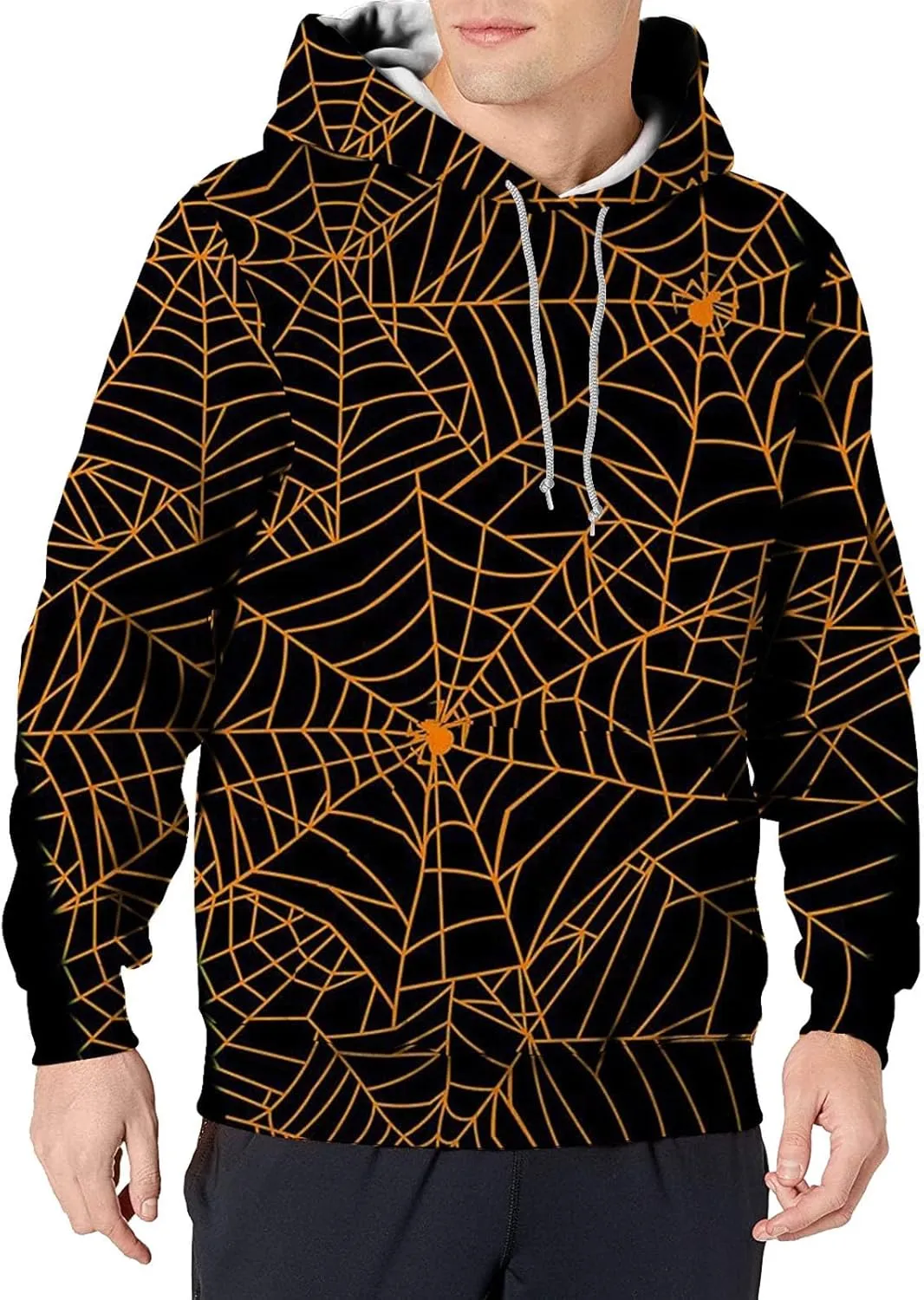 funny halloween sweatshirts for men Print Sweatshirt Long Sleeved Hooded Collar Sweatshirt Pullover Hoodies cat