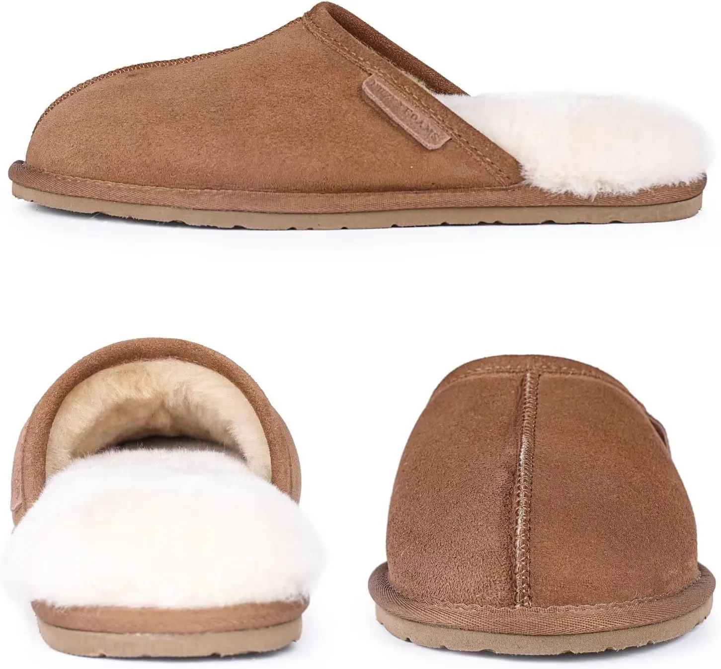 FUZZYFOAMS Men's Darcy Genuine Australian Sheepskin Memory Foam Shearling Water Resistant Warm Slippers