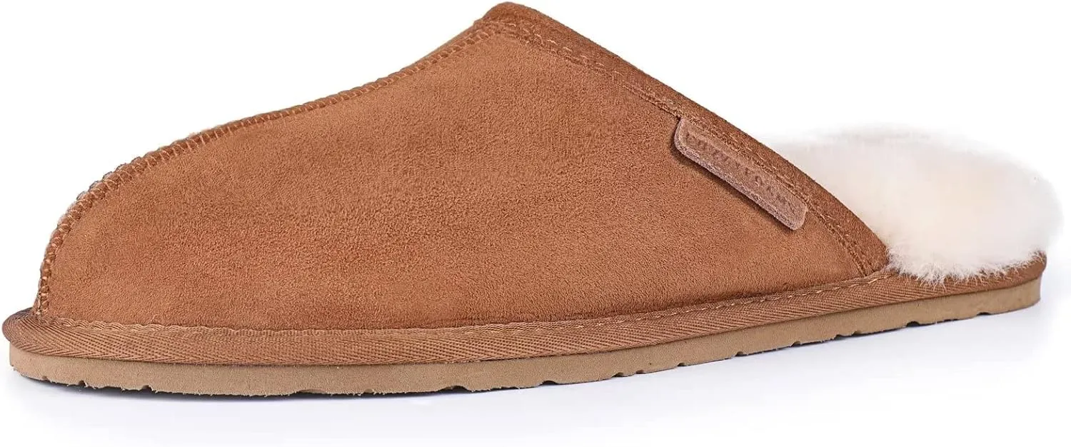 FUZZYFOAMS Men's Darcy Genuine Australian Sheepskin Memory Foam Shearling Water Resistant Warm Slippers