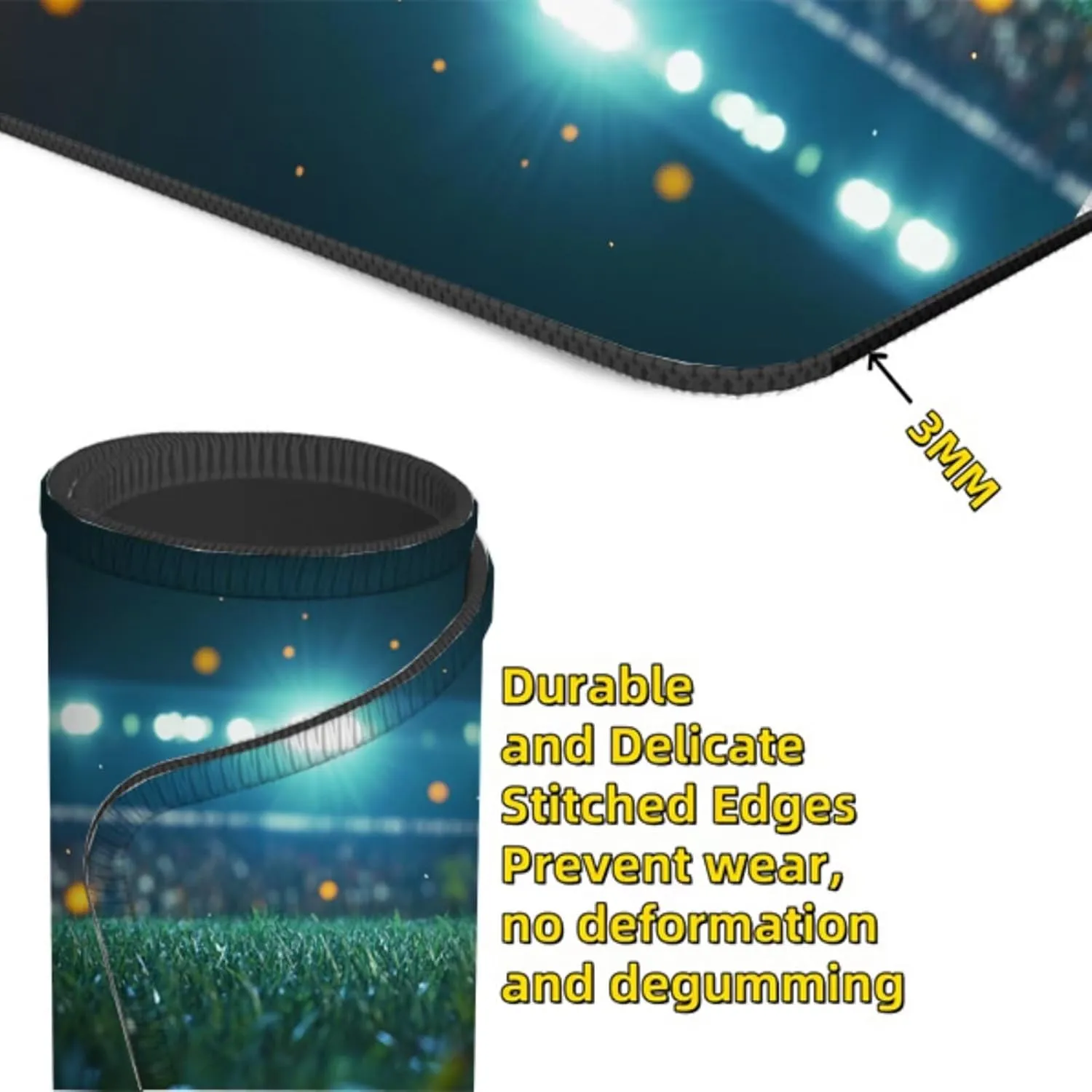 Gaming Mouse Pad 900x500x3mm Large Desk Mat Football Mouse Pad Grassland Mousepad with Stitched Edges and Non-Slip Rubber Base Gaming Accessories for Improve Accuracy Speed, 35.4x19.6inch,Model725