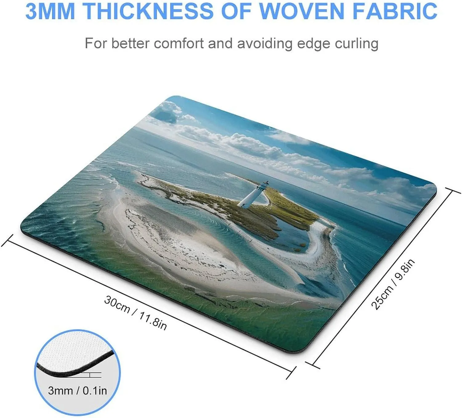 Gaming Mouse Pad Waterproof Mouse Mat with Non-Slip Rubber Base Lighthouse on The Shore Mice Pads Rubber Non-Slip Mousepads Desk Keyboard Pad for Laptop Computer Office Travel 25 * 30cm