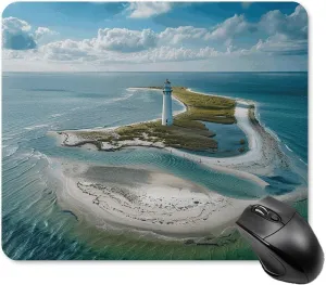 Gaming Mouse Pad Waterproof Mouse Mat with Non-Slip Rubber Base Lighthouse on The Shore Mice Pads Rubber Non-Slip Mousepads Desk Keyboard Pad for Laptop Computer Office Travel 25 * 30cm