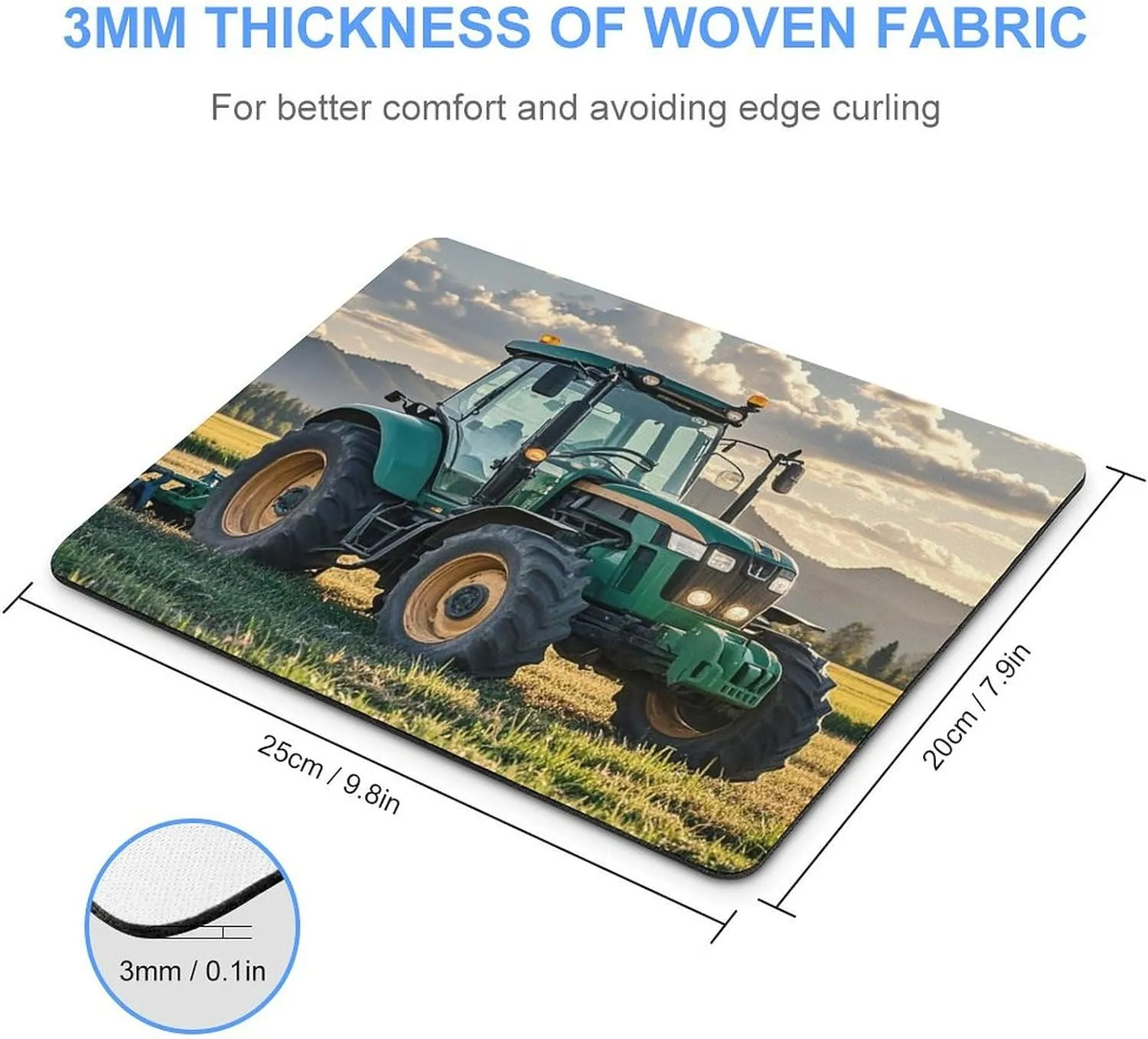Gaming Mouse Pad Waterproof Mouse Mat with Non-Slip Rubber Base Tractor Agriculture Tranquil Mice Pads Rubber Non-Slip Mousepads Desk Keyboard Pad for Laptop Computer Office Travel 20 * 25cm