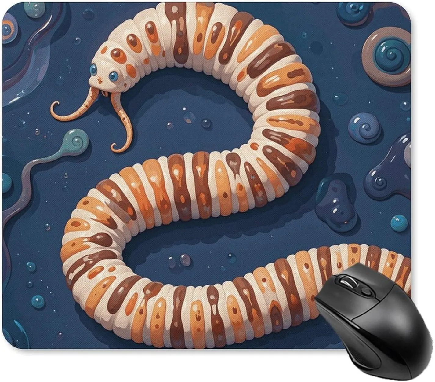 Gaming Mouse Pad Waterproof Mouse Mat with Non-Slip Rubber Base Worm Shape Biological Mice Pads Rubber Non-Slip Mousepads Desk Keyboard Pad for Laptop Computer Office Travel 25 * 30cm