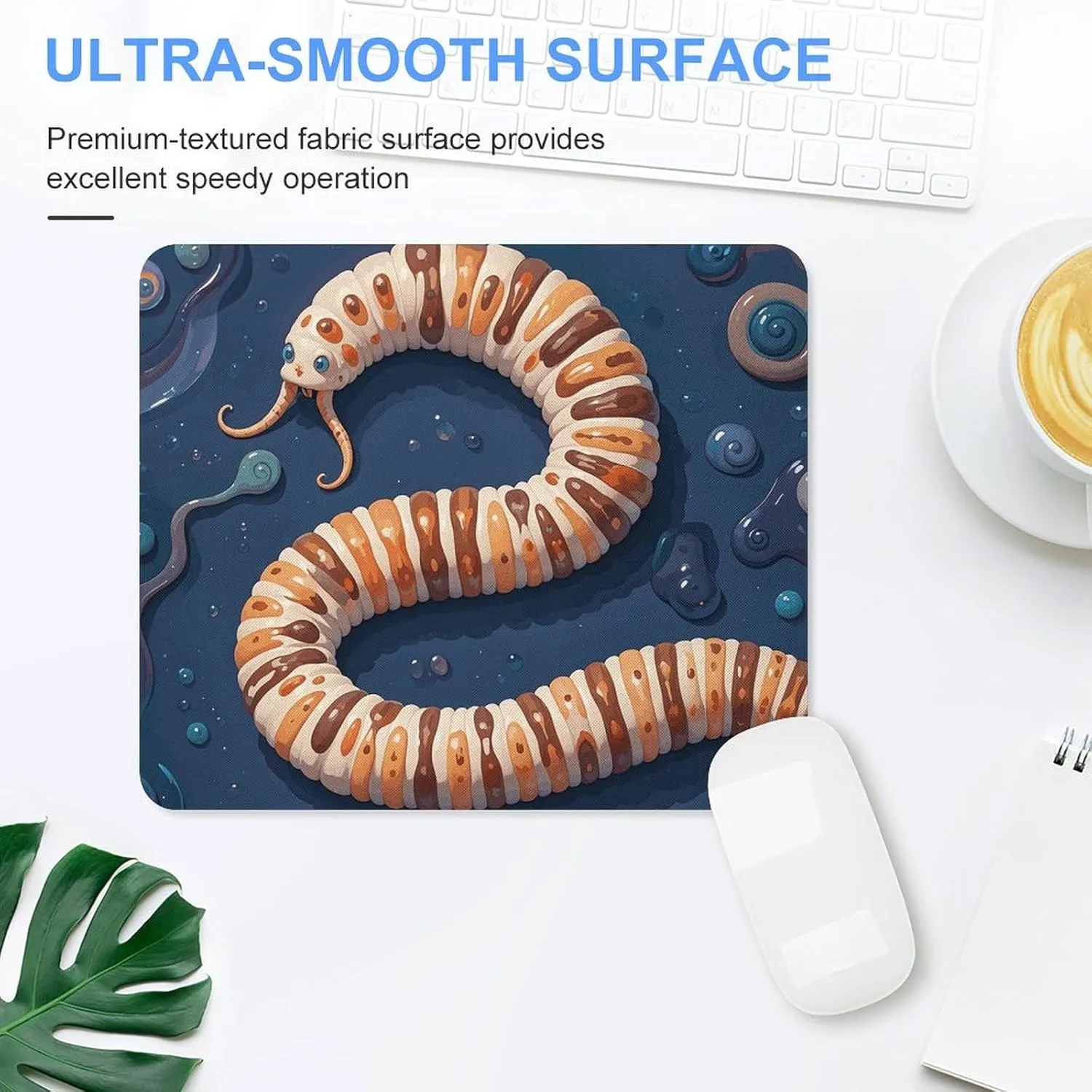 Gaming Mouse Pad Waterproof Mouse Mat with Non-Slip Rubber Base Worm Shape Biological Mice Pads Rubber Non-Slip Mousepads Desk Keyboard Pad for Laptop Computer Office Travel 25 * 30cm
