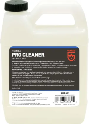 GEAR AID Revivex Pro Cleaner Wash for Synthetic Technical Fabrics, GORE-TEX Jackets, Tents, Sleeping Bags, Ski Pants, Gloves, and Outdoor Waterproof-Breathable Gear, 1 Liter (33.8 fl oz)