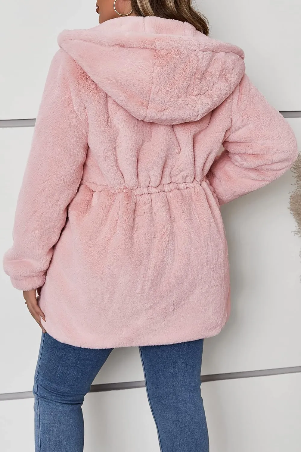 Geschallino Women's Faux Fur Coat Fleece Reversible Sherpa Fuzzy Winter Puffer Jacket (Available in Plus Size)