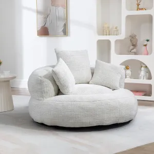 Giant Bean Bag Chair with Foam Filler, Oversized Bean Bag Couch for Adults Teens, Comfy Floor Sofa Chair with 3 Pillows, Lazy Beanbag Lounger for Living Room, Bedroom, Game Room, Dorm, Beige