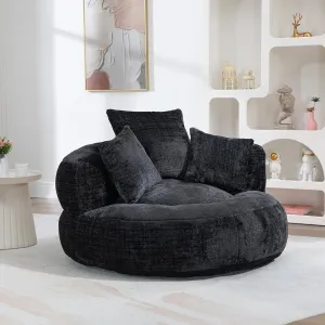 Giant Bean Bag Chair with Foam Filler, Oversized Bean Bag Couch for Adults Teens, Comfy Floor Sofa Chair with 3 Pillows, Lazy Beanbag Lounger for Living Room, Bedroom, Game Room, Dorm, Black