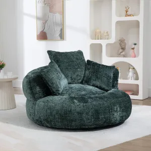 Giant Bean Bag Chair with Foam Filler, Oversized Bean Bag Couch for Adults Teens, Comfy Floor Sofa Chair with 3 Pillows, Lazy Beanbag Lounger for Living Room, Bedroom, Game Room, Dorm, Emerald
