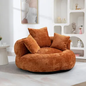 Giant Bean Bag Chair with Foam Filler, Oversized Bean Bag Couch for Adults Teens, Comfy Floor Sofa Chair with 3 Pillows, Lazy Beanbag Lounger for Living Room, Bedroom, Game Room, Dorm, Orange