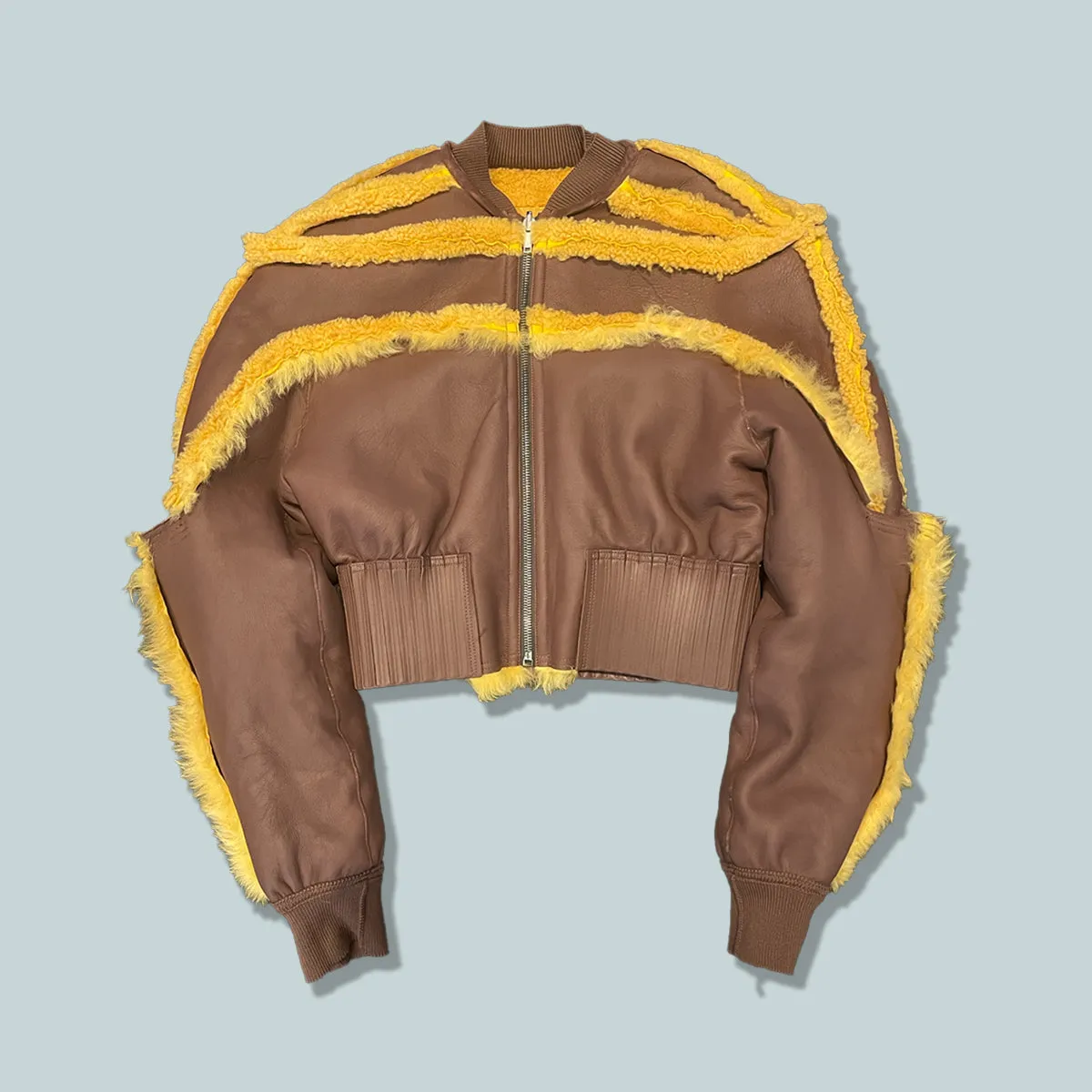 Girdered Cropped Bomber Lemon / Throat